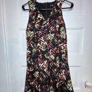 Massimo Colorful Chevron Skater Dress w/ Exposed Zipper